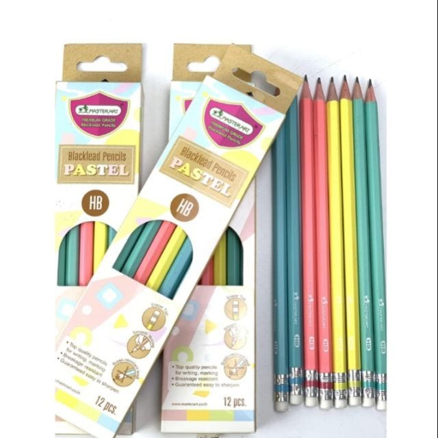 Masterart ดินสอ ดินสอHB ดินสอไม้ HB มาสเตอร์อาร์ต รุ่นสีพาสเทล ดินสอHB สีพาสเทล สีหวาน (จำนวน 12 แท่ง/กล่อง)