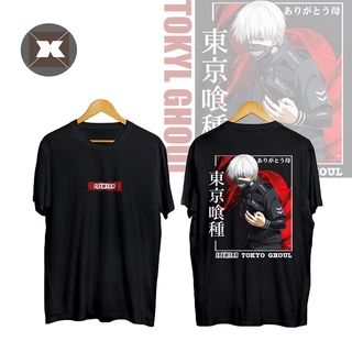 คอลูกเรือเสื้อยืดคอกลมเสื้อยืดแขนสั้นพิมพ์ลายการ์ตูน Tokyo Ghoul Kaneki Ken ทรงหลวมแฟชั่น Unisexผ้าฝ้ายแท้