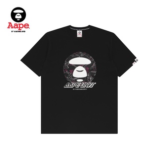 Aape ผู้ชายฤดูใบไม้ผลิและฤดูร้อนลิงหน้าลายพรางตีตัวอักษรสีพิมพ์เสื้อยืดแขนสั้น 0470XXE