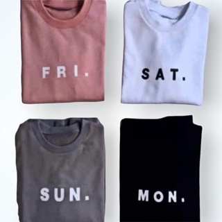 เสื้อยืดคอกลม แขนสั้น พิมพ์ลายคําศัพท์ Monday to Sunday สไตล์เกาหลี สําหรับผู้ชาย และผู้หญิง