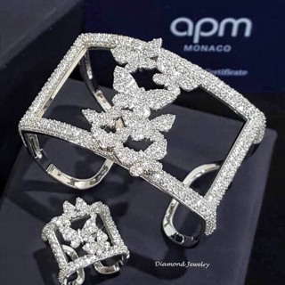 กำไลข้อมือเพชร+แหวนเพชร cz แท้แบรนด์ APM hiend jewelry grade