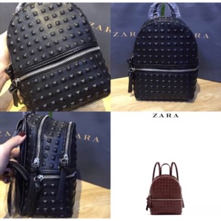 ZaraNEW! ZARA EMBOSSED STUDS MINI BACKPACK 2017 กระเป๋าสะพายเป้รุ่นใหม่ล่าสุดแบบชนช็อปขนาดมินิกำลังน่ารักวัสดุหนังขึ้นลา