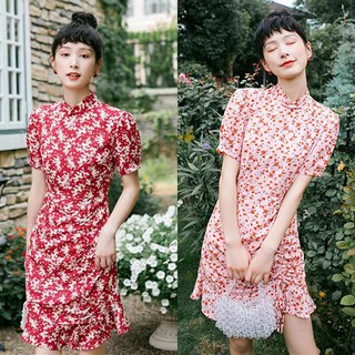 048 Sweet Peach : Fa Cai Qipao Dress กี่เพ้าอาหมวยสายแฟ