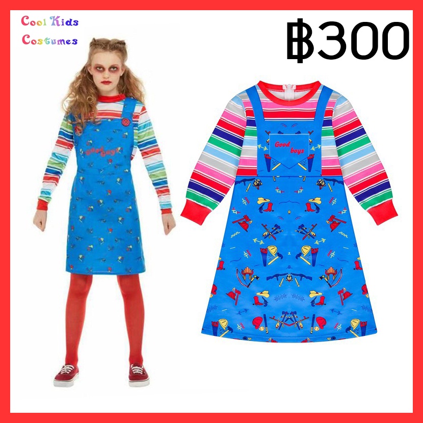 พร้อมส่งชุดชัคกี้ชุดผีเด็กฮาโลวีน Kids Halloween Chucky Cosplay Costume Boys Girls Cartoon Ghost 3D Printed Jumpsuits