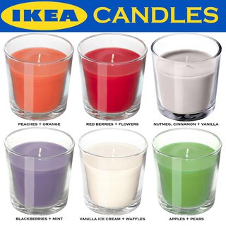 IKEA SINNLIG เทียนหอมในถ้วยแก้ว พร้อมใช้ จุดนาน 25ชม.