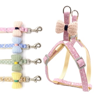 🎀 สายจูงพร้อมที่รัดอกรูปโบว์ 🎀 DN040-DN041