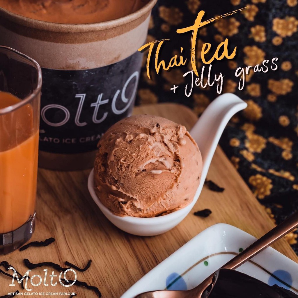 Thai Tea (ไอศกรีม ชาไทย เฉาก๊วย 1 ถ้วย 16 Oz.) - Molto Premium Gelato |  Shopee Thailand