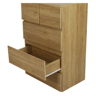 [ส่งฟรี] FURDINI BASIO NATURAL OAK ตู้ลิ้นชัก 5 ลิ้นชัก น้ำตาล Storage Cabinet Draw Multipurpose ตู้ไม้อัด ตู้เก็บของ