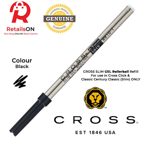 CROSS Refill Slim GEL Rollerball - สีดํา | ไส้ปากกาโรลเลอร์บอลสําหรับ Cross Click