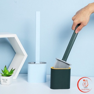 พร้อมฐานตั้งเก็บ แปรงขัดส้วมแบบ ""หัวซิลิโคน"" แปรงขัดห้องน้ำ  Silicone toilet brush