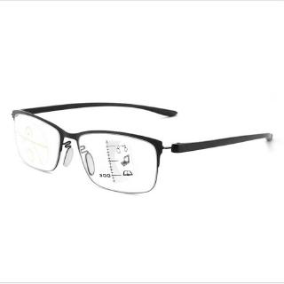 2021 Ultralight Progressive Multifocal แว่นตาอ่านหนังสือสำหรับชาย TR90 Anti Blue Light แว่นตาอ่านหนังสือคอมพิวเตอร์ครึ่งกรอบแว่นตา Presbyopia แว่นตาแฟชั่นสีดำ