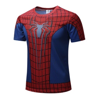 เสื้อยืด พิมพ์ลาย Superhero Spiderman 3 มิติ แบบแห้งเร็ว สําหรับผู้ชาย ใส่เล่นกีฬา เข้ายิม เพาะกาย