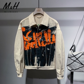✙☜✺MCC HOMME American street tide ยี่ห้อ big พิมพ์ชายฤดูใบไม้ผลิสั้นบุคลิกภาพสบายๆหล่อเสื้อ tide