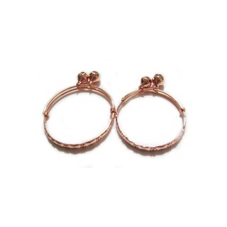 TANITTgems กำไลข้อเท้าเด็กกระพรวนคู่นากสลักลาย - Rose Gold