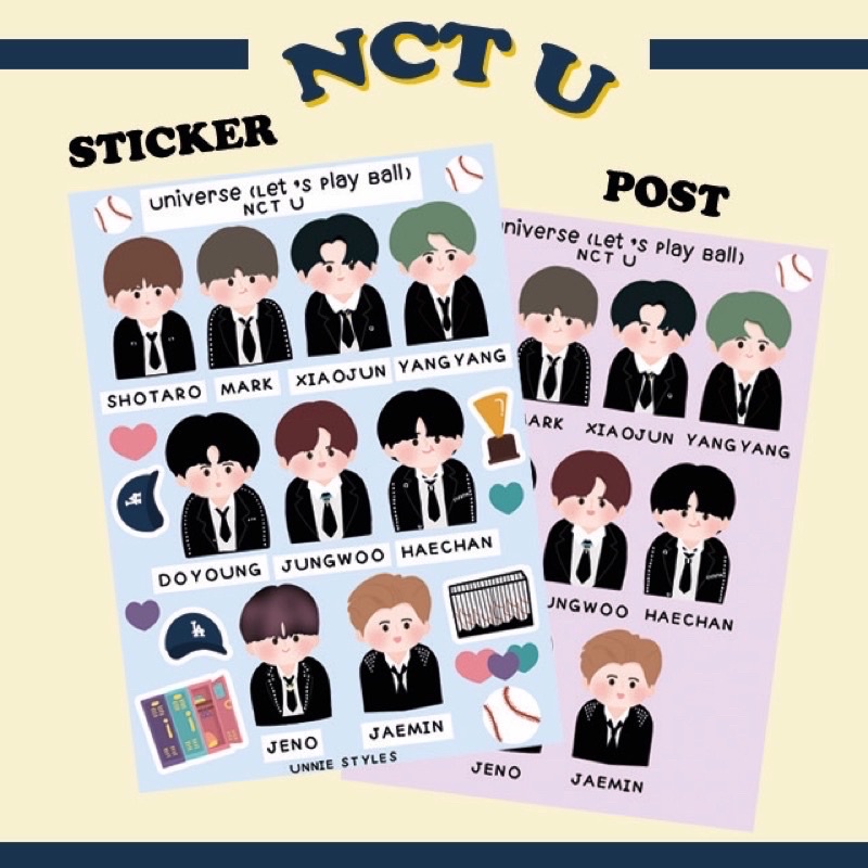 สติ๊กเกอร์ & โปสการ์ด NCT U Ver.Let’s play ball (ไดคัท/ไม่คัท) ขาวมัน PP