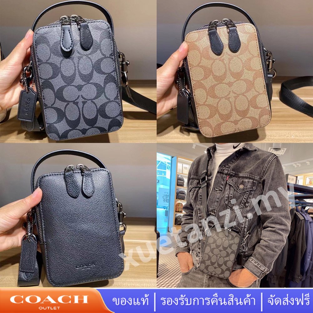 Top Handle Crossbody C3147 C3146 กระเป๋าสะพายข้างผู้ชาย Coac h กระเป๋าใส่โทรศัพท์มือถือ