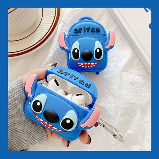 เคสกระเป๋า ลายการ์ตูน Stitch น่ารัก พร้อมตะขอ สําหรับ airpods 1 2 3 pro