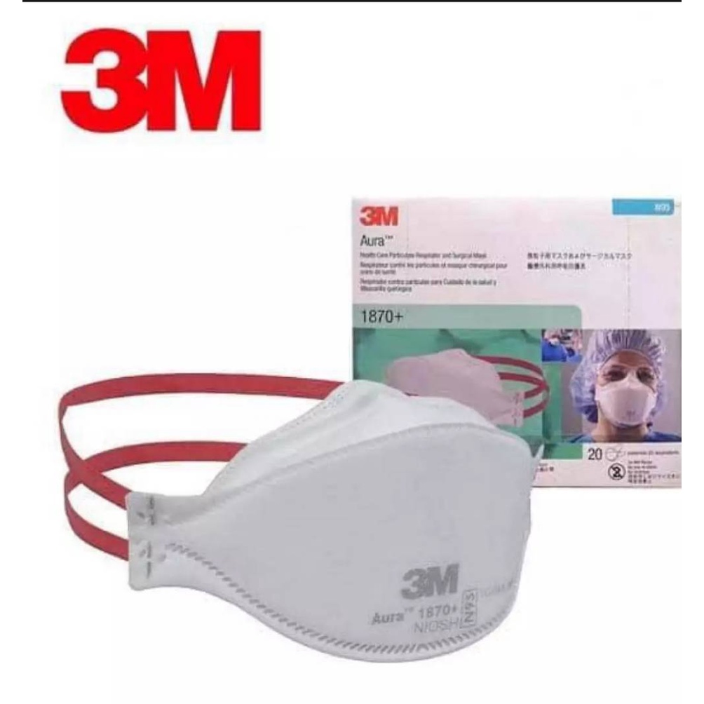 3M1870+ N95 (1กล่อง/20ชิ้น) หน้ากากป้องกันฝุ่น ป้องกันเชื้อโรค ระบายอากาศ ป้องการซึมผ่านของของเหลวได้ดีเยี่ยม (20ชิ้น