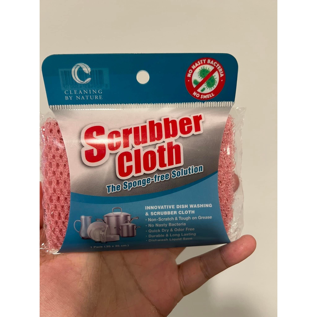 [พร้อมส่ง] SCRUBBER CLOTH ผ้าสำหรับล้างจาน สครับเบอร์โคล แก้ปัญหาฟองน้ำล้างจาน สีชมพู