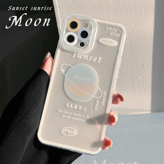 Compatible for iPhone 14 13 11 12 Pro Max XR X XS Max 7 8 Plus 12 11 13 Pro SE Soft TPU Cartoon Moon Planet เคสโทรศัพท์