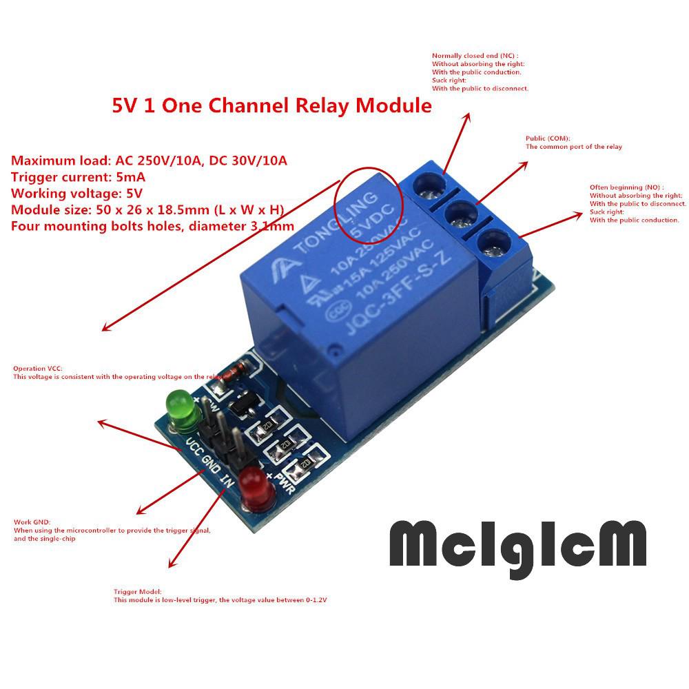 5pcs Modul 5V Relay 1 Saluran AC 250V / 10A, DC 30V / 10A untuk Kontrol Alat Rumah Tangga SCM