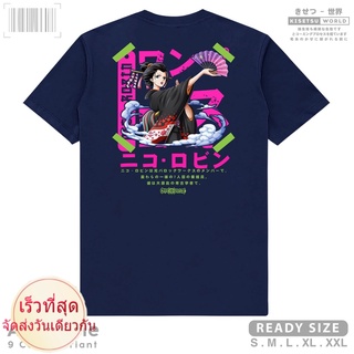 เสื้อยืดผ้าฝ้ายพรีเมี่ยม เสื้อยืด ลายการ์ตูนอนิเมะวันพีช Nico ROBIN O-ROBIN สไตล์ญี่ปุ่น x 9208