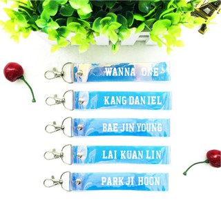 KPOP Wanna One Name Lanyard Laser Keychain Cellphone Holder Strap Keyring