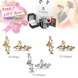 Finejewelthai ต่างหูเพชร-ต่างหูเงิน-เงินแท้925-ออกแบบพิเศษ-Silver-Diamond-Earring - E1160czp1 (สามารถเลือกสีตัวเรือนได้)