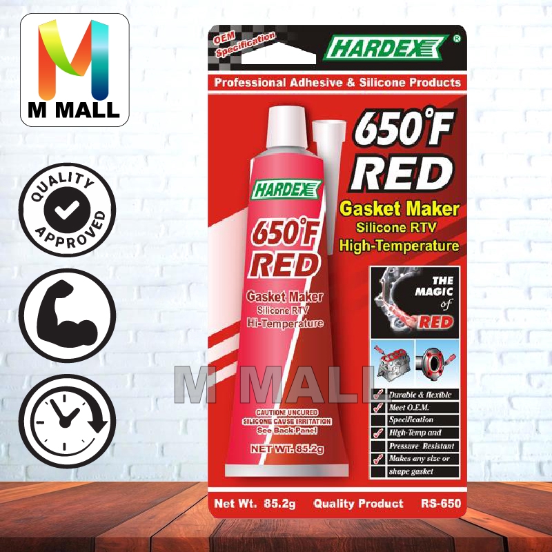 HARDEX 650oF RED GASKET MAKER ADHESIVE SILICON RTV HI-TEMP RS-650