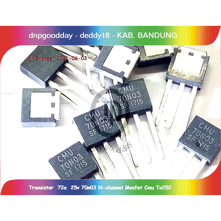 ทรานซิสเตอร์ 72a 25v 70n03 N-channel Mosfet Cmu To252