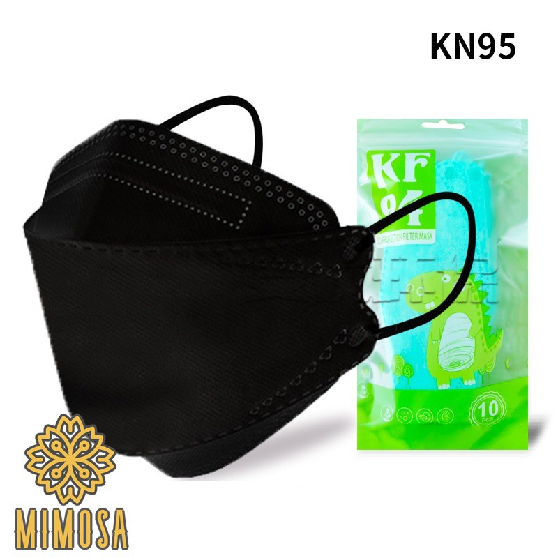 MIMOSA หน้ากากเกาหลี KN95/KF94 Mask สำหรับเด็ก ทรง3d กรอง5ชั้น ไม่มีวาล์ว มีอลูมิเนียมดัดจมูก สำหรับเด็กอายุ 4-12 ขวบ