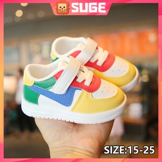 【Suge】รองเท้าผ้าใบลําลอง หนังนิ่ม ส้นเตี้ย แฟชั่นสําหรับเด็กผู้ชาย และเด็กผู้หญิง เหมาะกับการเล่นกีฬา