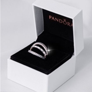 Pandora แหวนเงิน 925 ประดับเพชร เพทาย ลูกบาศก์เซอร์โคเนีย สําหรับผู้หญิง หมั้น