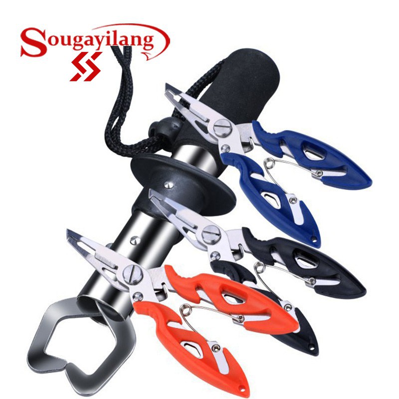 Sougayilang กริปเปอร์ควบคุมปลา ด้ามจับปากปลา ด้ามจับสเตนเลส พร้อมที่ตัดสายเคเบิล