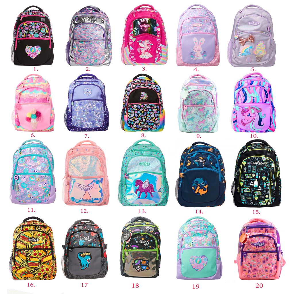 Smiggle Backpack คลังสินค้าจีน กระเป๋าเป้ กระเป๋านักเรียน ขนาด 16 นิ้ว ของแท้  AUD