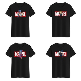 เสื้อยืดคอกลม พิมพ์ลาย Marvel Captain America สีดํา สีขาว สําหรับผู้ชาย และผู้หญิง ทุกเพศS-5XL