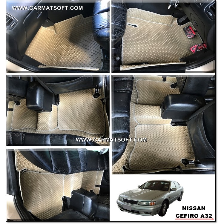 พรมปูพื้นรถยนต์ NISSAN CEFIRO A32 ลายกระดุมEVA เต็มคัน (พื้นเรียบ+ตีนตุ๊กแก)