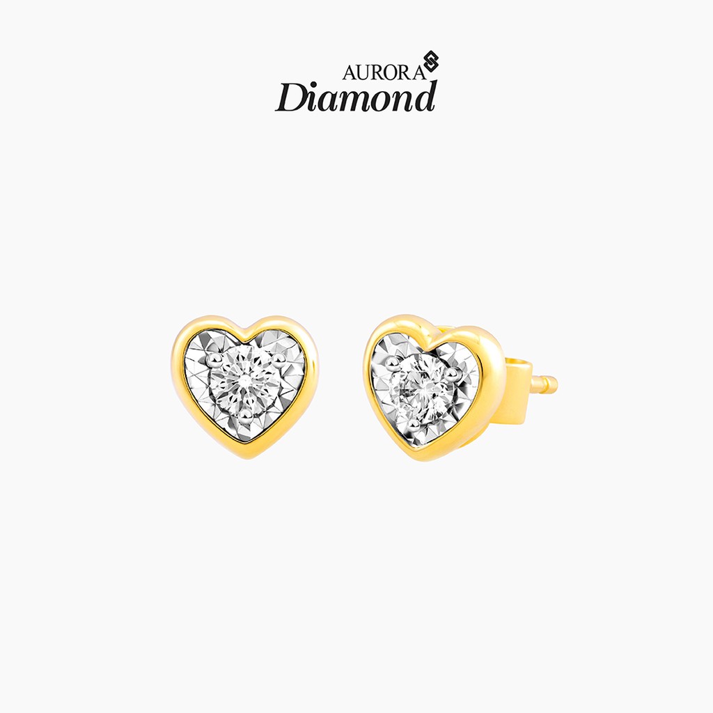Aurora Diamond ต่างหูเพชร Be My Valentine Collection (Yellow Gold)