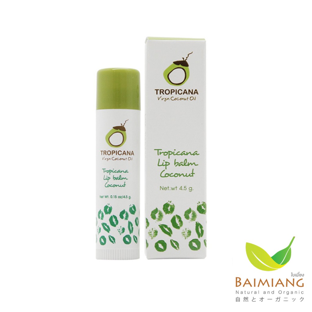 Tropicana ลิปบาล์มบำรุงริมฝีปากน้ำมันมะพร้าวแบบแท่ง กลิ่น มะพร้าว ขนาด 4.5 กรัม(03909)