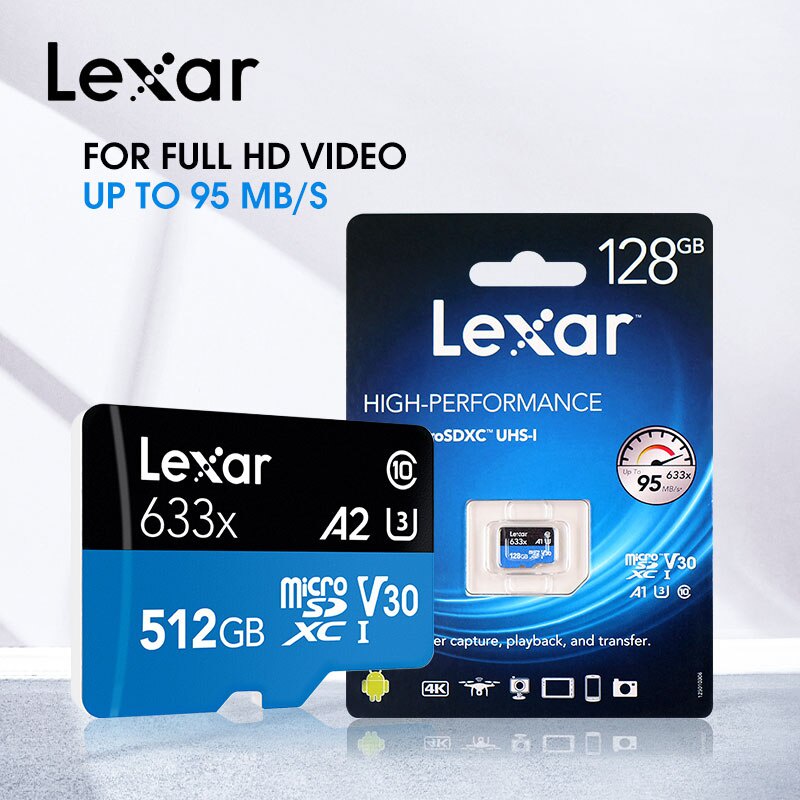 Lexar 633x Mirco sd Card 32GB 64GB micro sd cartao de memoria tf Card 128GB 256GB 512GB Class10