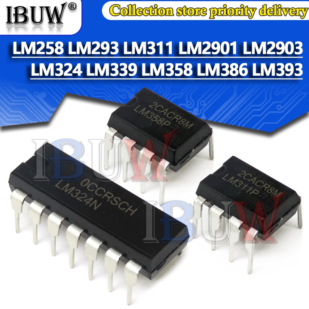 ชิป LM258P LM293P LM311P LM2901 LM2902 LM2903 LM324N LM339N LM358P LM386N LM393P DIP LM358 LM324 LM3