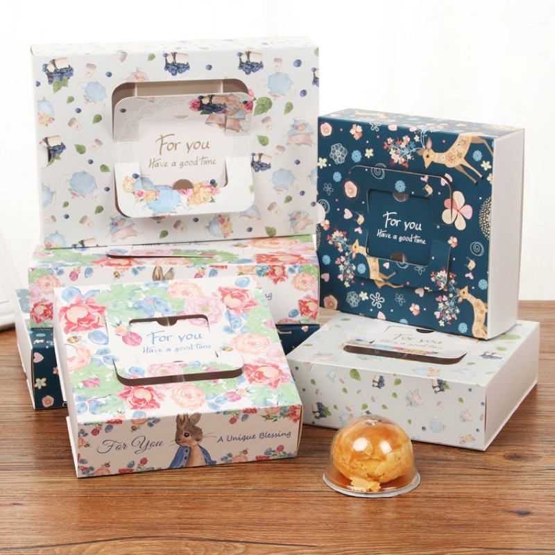 A034 พร้อมส่ง! (แพค5ใบ) กล่องมีช่อง แบบมีหูหิ้ว ลายน่ารักมากก