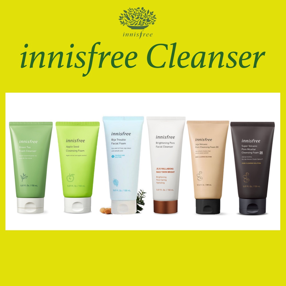 innisfree Bija Trouble Facial Foam / Green Tea Foam Cleanser/Jeju Volcanic Pore Cleansing Foam