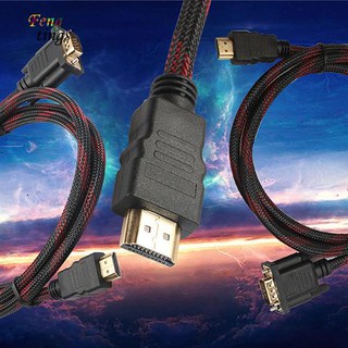 ฟุต✿อะแดปเตอร์แปลงสายเคเบิ้ล HDMI Male to VGA HD-15 Male 15Pin 1.5 เมตร 1080P