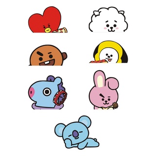 สติกเกอร์สะท้อนแสง ลายการ์ตูน KPOP BTS BT21 แบบสร้างสรรค์ สําหรับติดตกแต่งหน้าต่างรถยนต์ รถจักรยานยนต์ TATA COOKY CHIMMY