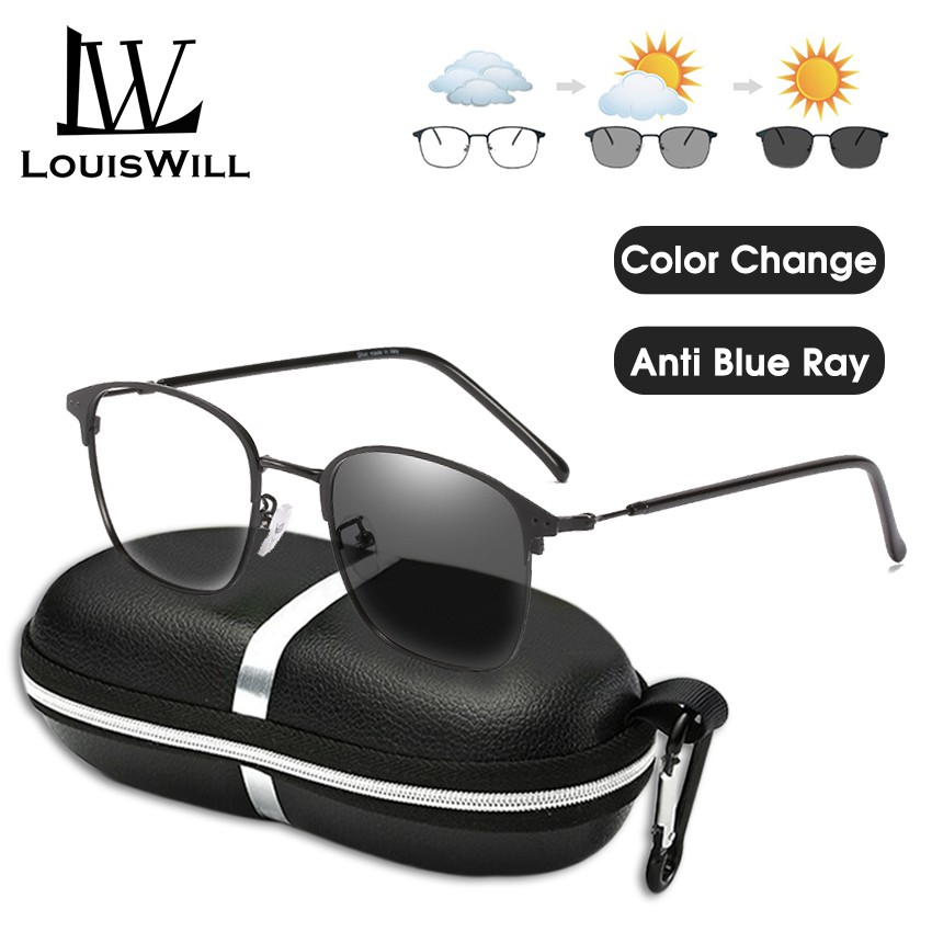 LouisWill Men Women Glasses Fashion Polarized Sunglasses Photochromic Auto Color Changing Sunglasses Anti Blue Ray Driving Glasses Dual-Use HD Reading Glasses