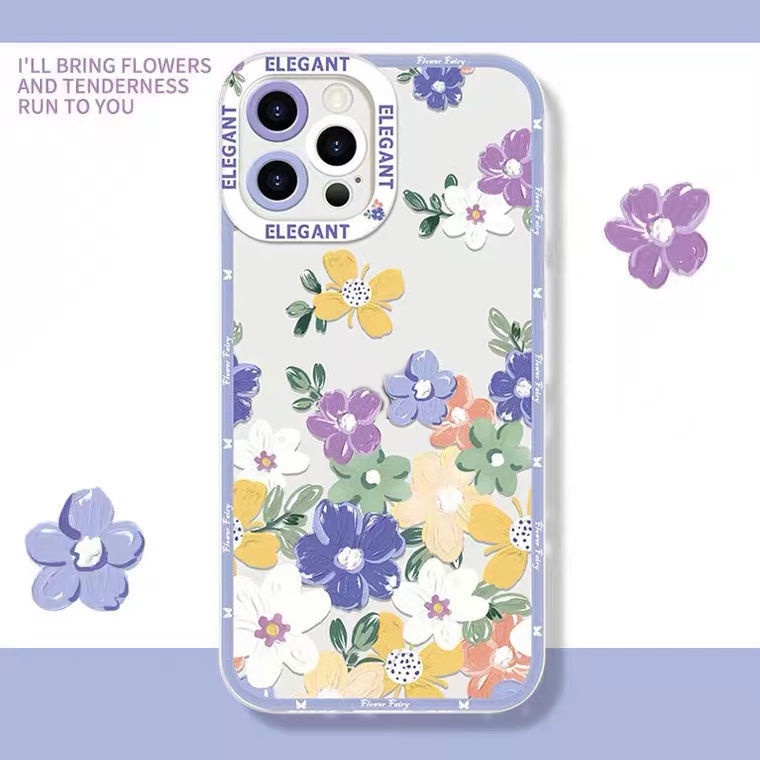 เคสโทรศัพท์มือถือ TPU แบบนิ่ม ลายดอกไม้ สําหรับ Iphone 14 13 12 11 Pro X XR XS Max 6 6S 7 8 Plus