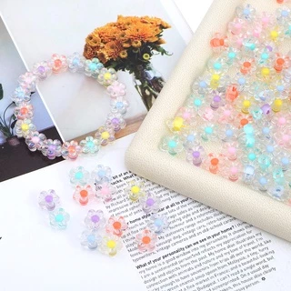 50ชิ้น Multicolor อะคริลิคลูกปัด Sunflowers Spacer สําหรับสร้อยคอมือสร้อยข้อมือและเครื่องประดับ DIY Handmade อุปกรณ์เสริม