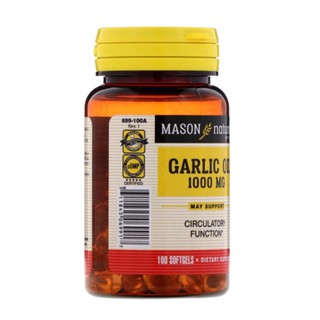 น้ำมันกระเทียม สกัดเข้มข้น Mason Natural, Garlic Oil, 1000 Mg, 100 Softgels