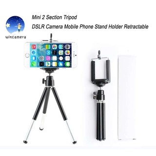 Mini 2 ขาตั้งกล้อง DSLR กล้องมือถือ Phone Stand ผู้ถือ Retractable / 2 Section Tripod DSLR Camera Phone Stand Holder